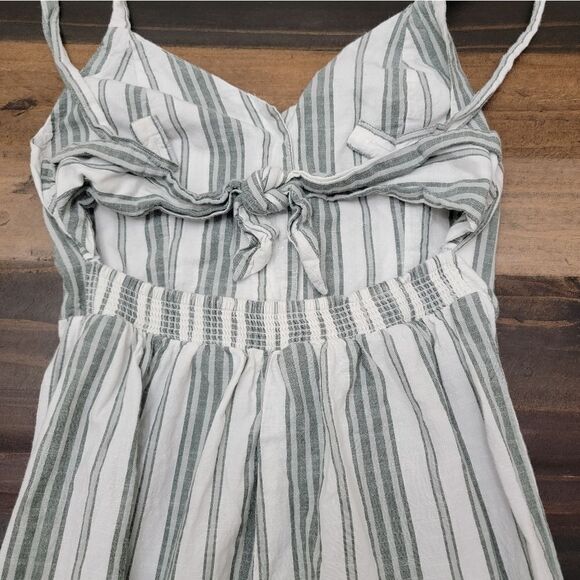 JAPNA Cotton Ivory Grey Jumpsuit  Wide Leg Open Back Striped Stretch Buttoned S - Picture 5 of 10